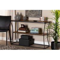 Baxton Studio YLX-2780-Console Akram Rustic Industrial Walnut Brown Finished Wood and Black Finished Metal Console Table
